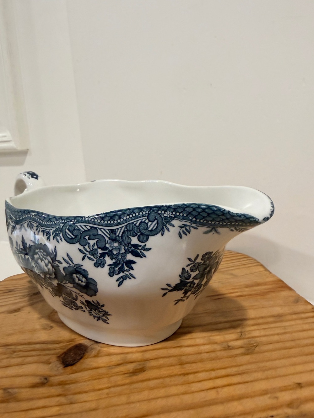 Enoch Wedgwood Artistic Pheasants Blue Transferware Gravy Boat England - Picture 3 of 8